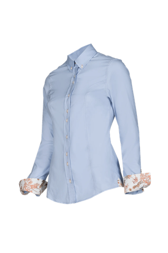 Mary - Katoenen blouse met print Blauw/Bloemen (161)