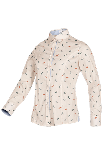 Mary - Katoenen blouse met print Teckel motief (WD2)