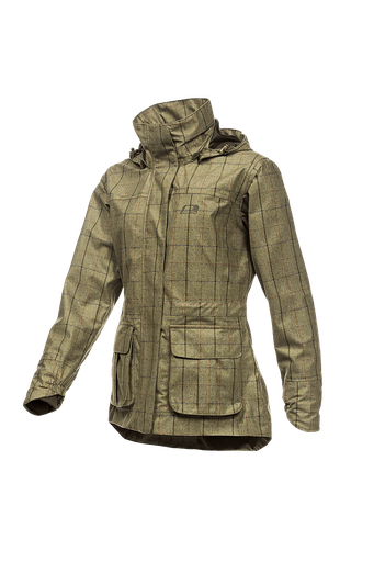 Pembroke - Bedruckte, faltbare Tweed-Damenjacke Karo khaki (Z65)