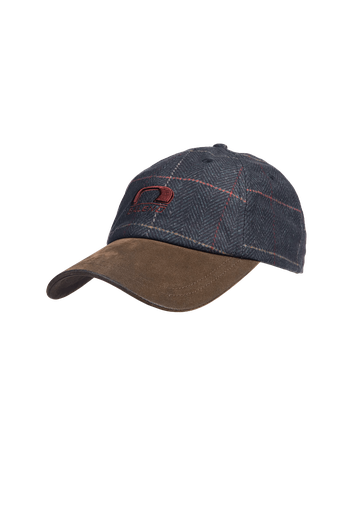 [896BB8MDT] Edward - Bedruckte Tweed-Kappe Karo dunkelblau (Z75)