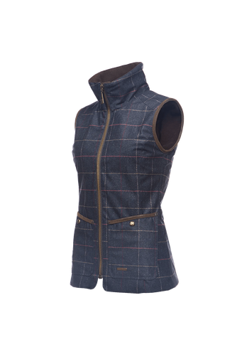 Perth - Bodywarmer met tweed print voor dames Donkerblauwe ruit (Z75)