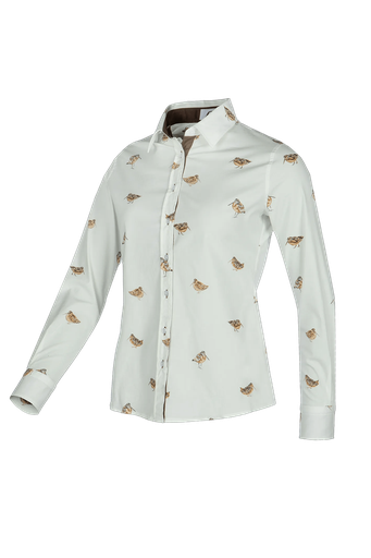 Laura - Katoenen blouse met print Houtsnip motief (WW1)