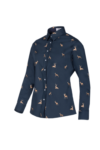 Laura - Bedruckte Bluse aus Baumwolle Hirsch print (WD4)